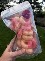 Photo of a bag of freeze dried peach rings